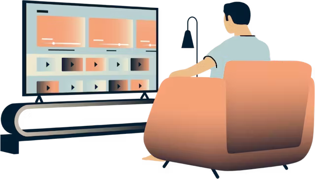 Illustration of person watching television