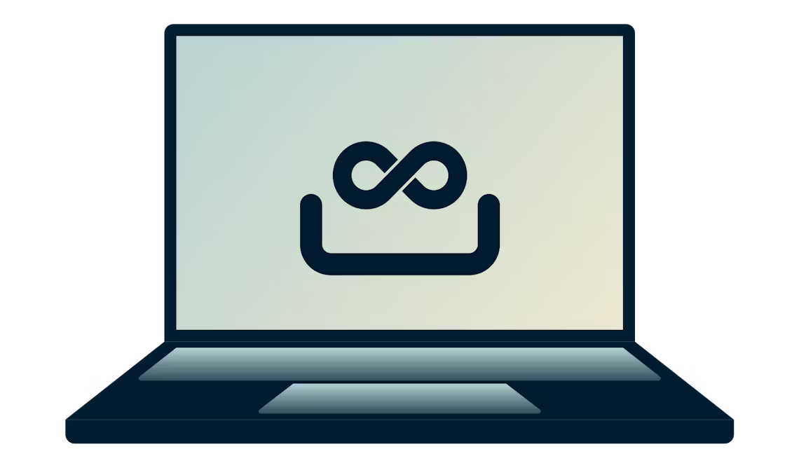 Accedi ai siti web censurati con la tua app sicura ExpressVPN. Un portatile con un anello dell'infinito.